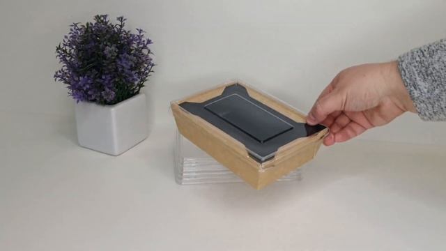 Контейнер крафт ЧЕРНЫЙ с прозрачной крышкой, 700 мл, 50 шт/уп, 4 уп/ящ