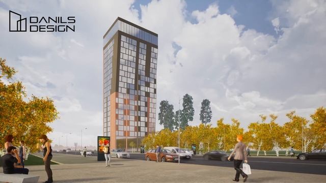 3D Street view animation, modern hotel building. SketchUp & Twinmotion смотреть онлайн