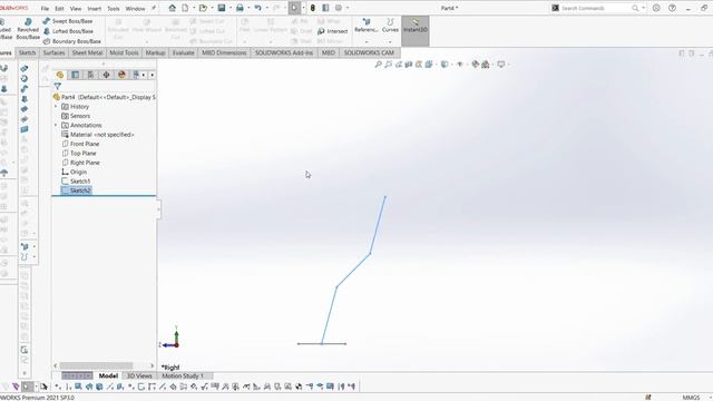 SWEPT COMMAND WITH TWIST IN SOLIDWORKS 2021 смотреть онлайн