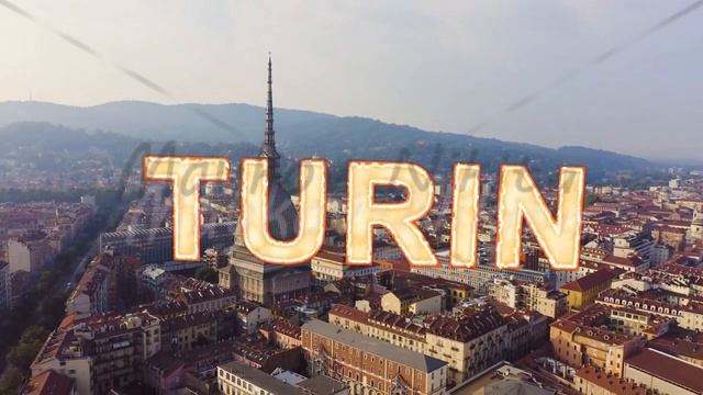 Inscription on video. Turin, Italy. Flight over the city. Historical center, top view. Heat burns t смотреть онлайн