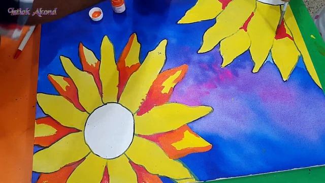 How to draw a Sunflower painting very easily with acrylic colors for beginners | Istiak Akond смотреть онлайн