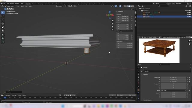 Blender modeling tutorial for beginners in English | Modeling small coffee table | Blender 3.5 смотреть онлайн