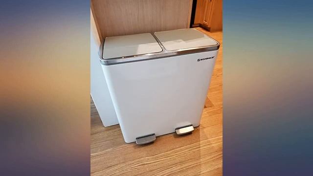 SONGMICS Dual Step Trash Can, 2 x 30L Recycle Bin, Pedal Bin with Dual review смотреть онлайн