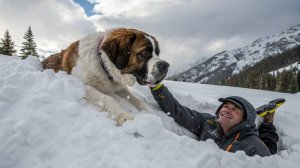Этот выносливый четвероногий Спасатель с Бочонком Бренди ждет вас в Альпах - СЕНБЕРНАР!