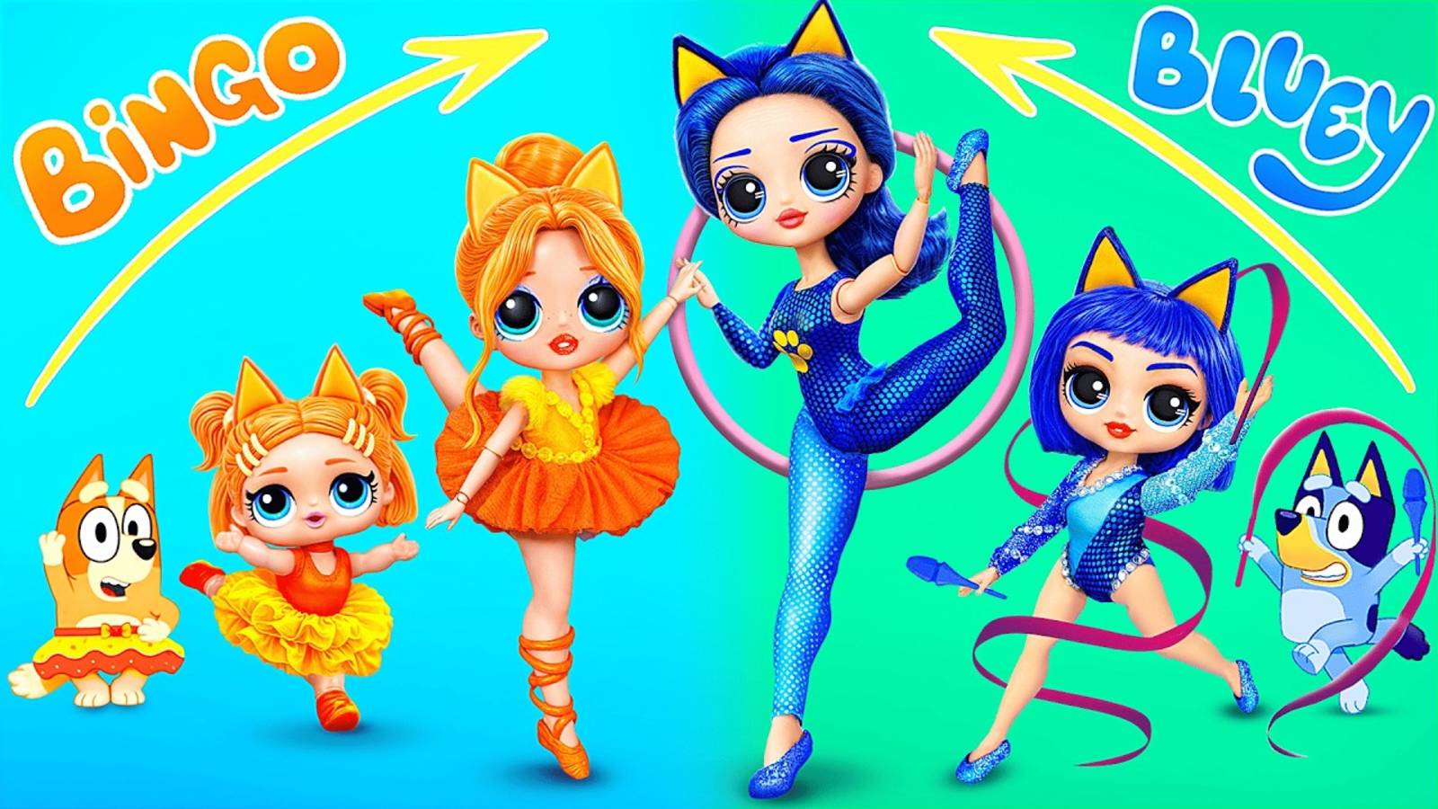 Блуи и Бинго растут вместе: сестры гимнастка и балерина! Поделки для ЛОЛ ОМГ смотреть онлайн