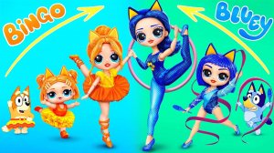 Блуи и Бинго растут вместе: сестры гимнастка и балерина! Поделки для ЛОЛ ОМГ