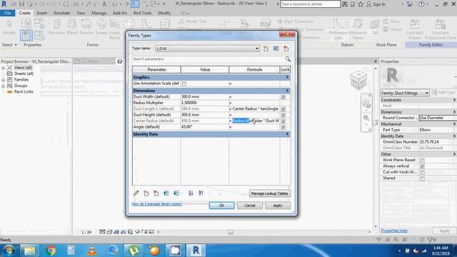 How to set Duct Elbow Inner radius constant (150mm) in Revit MEP смотреть онлайн