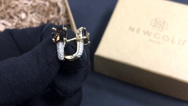 !Серьги 094679 из желтого золота 585 пробы с раух-топазами и фианитами смотреть онлайн