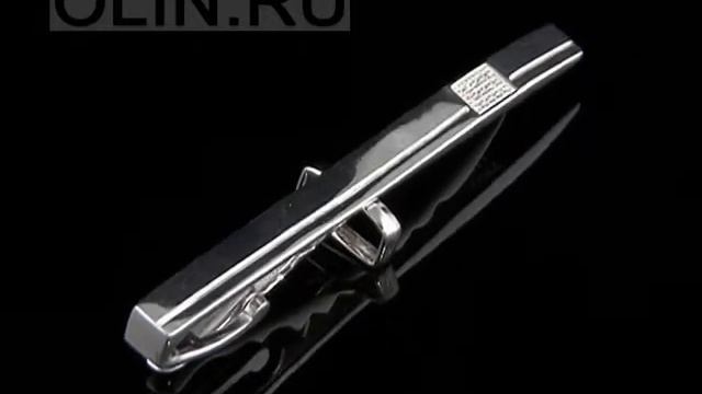 Серебряный зажим для галстука с фианитами смотреть онлайн