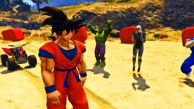 DEADPOOL VS GOKU - Motorcycle Racing!- GTA 5 Mods