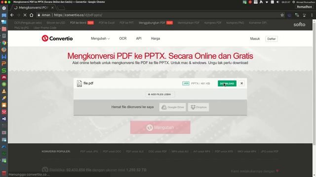 Tutorial - Cara Mengkonversi File PDF Menjadi PPTX Dengan Convertio.co