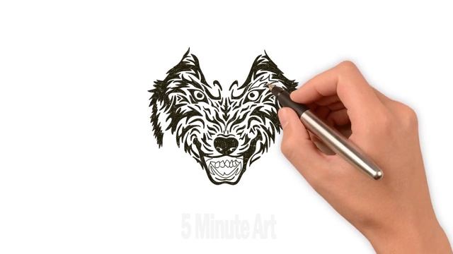 How to Draw a Wolf Face | Wolf Tattoo | Speed Drawing смотреть онлайн