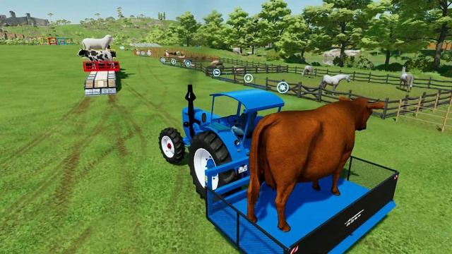 TRANPORTING SELLING MINI TRACTOR SHEEPS COW WITH MERCEDES TRUCK. Farming Simulator 22