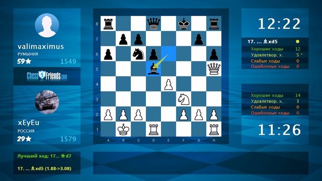 Анализ шахматной партии: xEyEu - valimaximus, 1-0 (по ChessFriends.com)