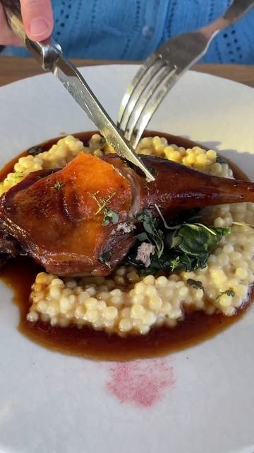 Ножка утки по-пекински с птитимом и зеленый луком в ресторане «Невесомость» #ресторан #утка #обзор