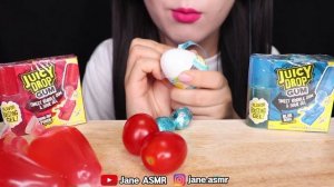 ASMR RED BLUE FOODS *JUICY DROP GUM, FRUIT JELLY, ROPE JELLY GUMMY 레드 블루 푸드, 쥬시드롭 껌 먹방 EATING SOUND