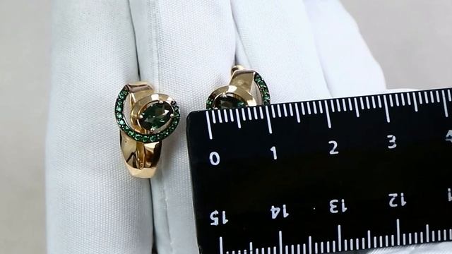 Золотые серьги Александра с фианитом и турмалином кл2521а-26ск-з смотреть онлайн