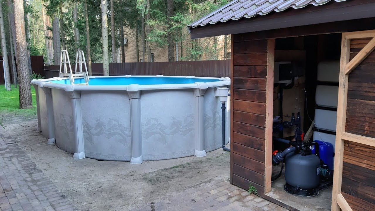 Монтаж Бассейна с Подогревом. Сборка каркасного бассейна с нагревателем воды - размер 5.5х3.7х1.35 м смотреть онлайн