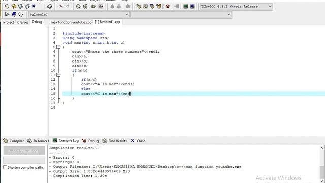 nested if(c++ function for max of three numbers) смотреть онлайн