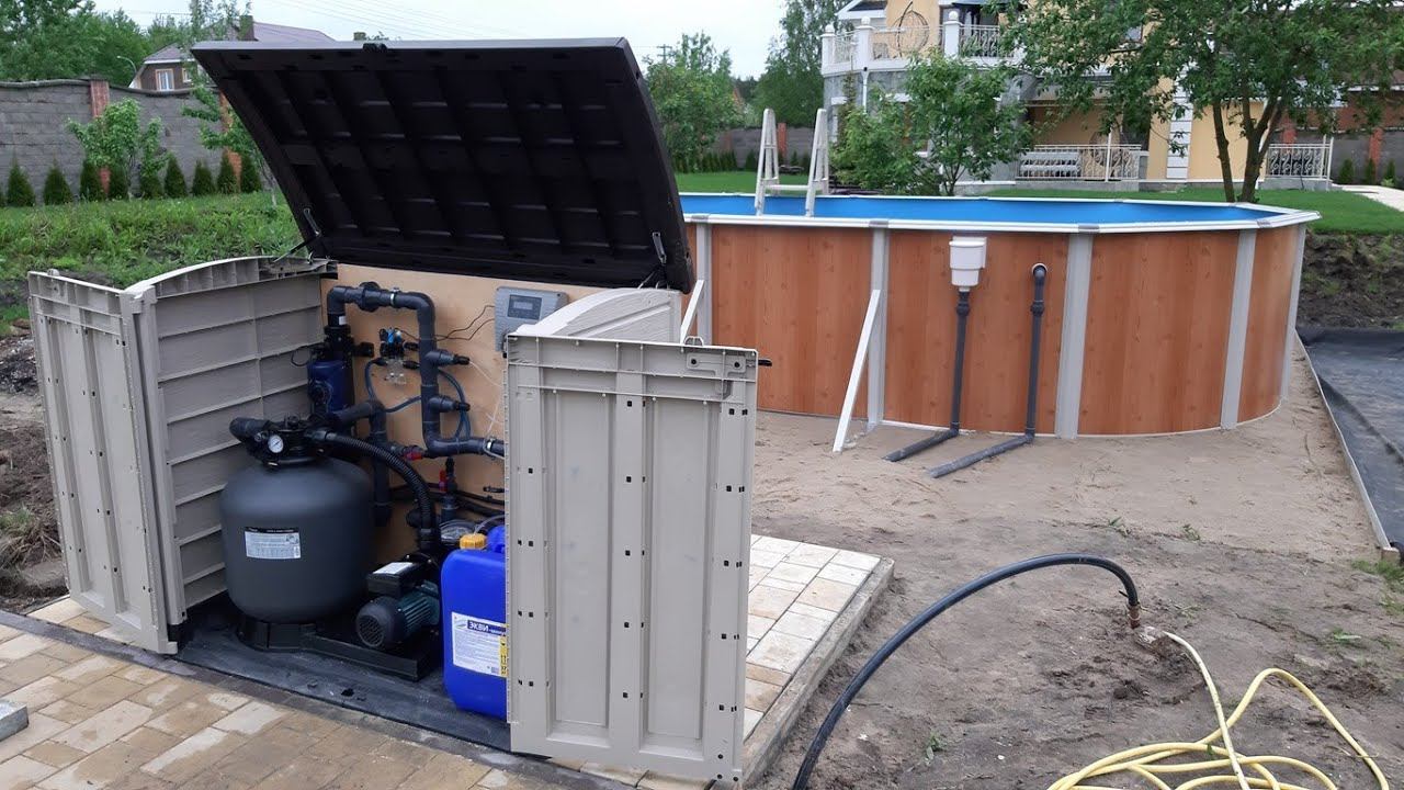 Ящик для Каркасного Бассейна - Куда Поставить и Установить оборудование подогрева, фильтр, насос смотреть онлайн