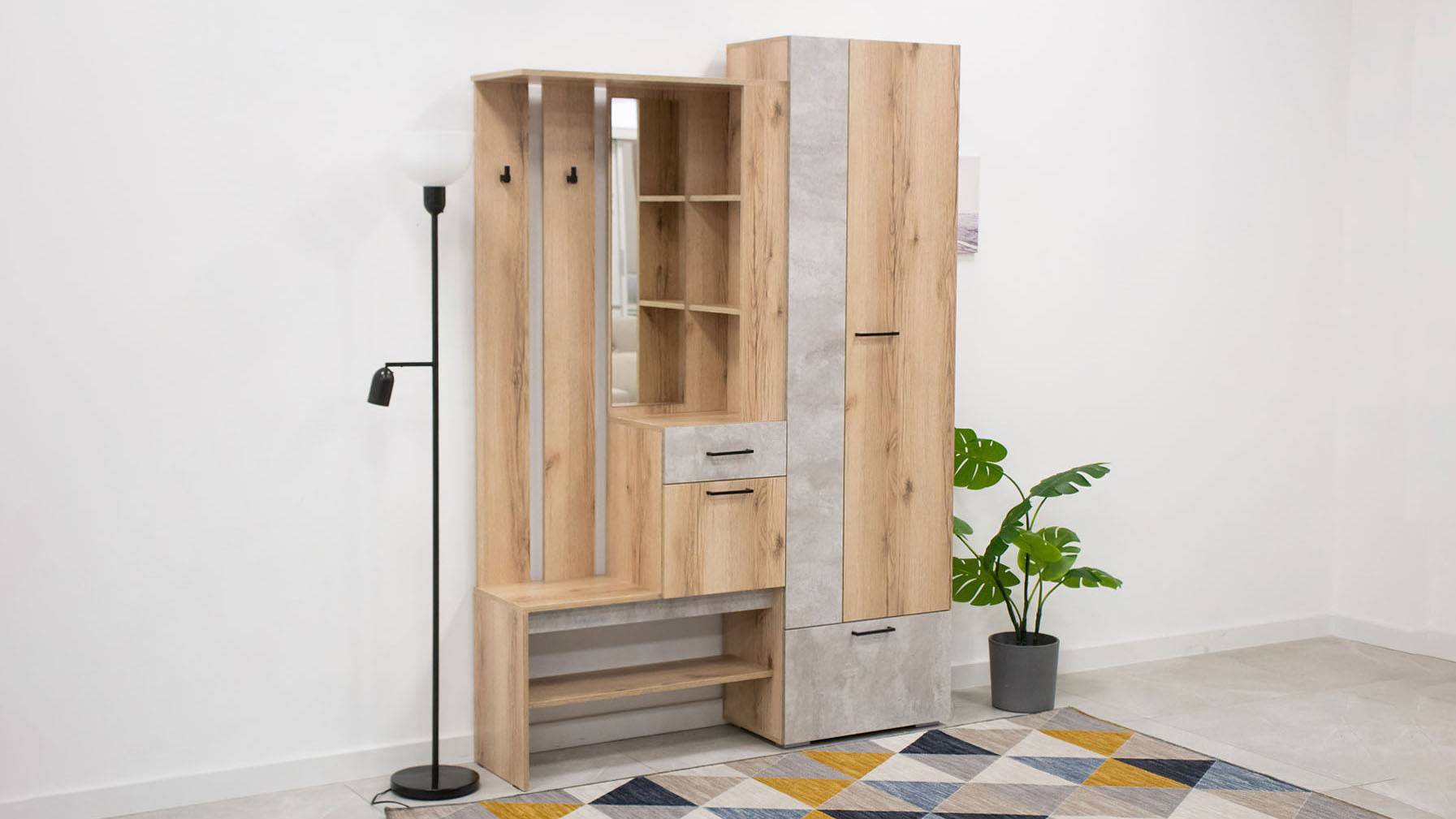 Фаворит 1 Прихожая Дуб Делано/Цемент Светлый смотреть онлайн