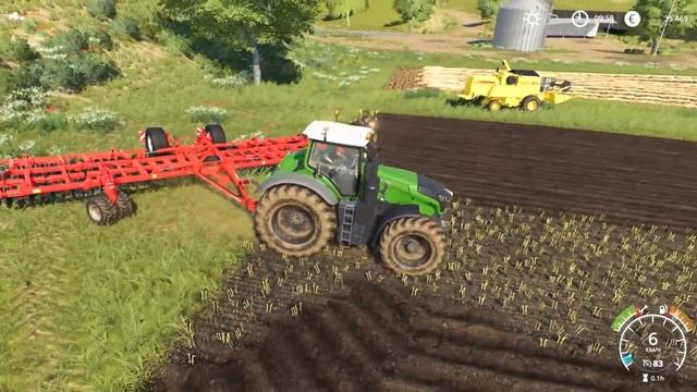Farming Simulator 2019. Tractor FENDT 1045 VARIO. JOKER12RT PLOW. смотреть онлайн