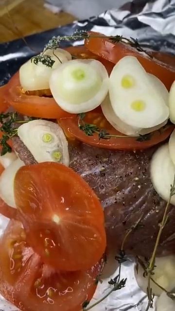 Говядина с овощами на углях