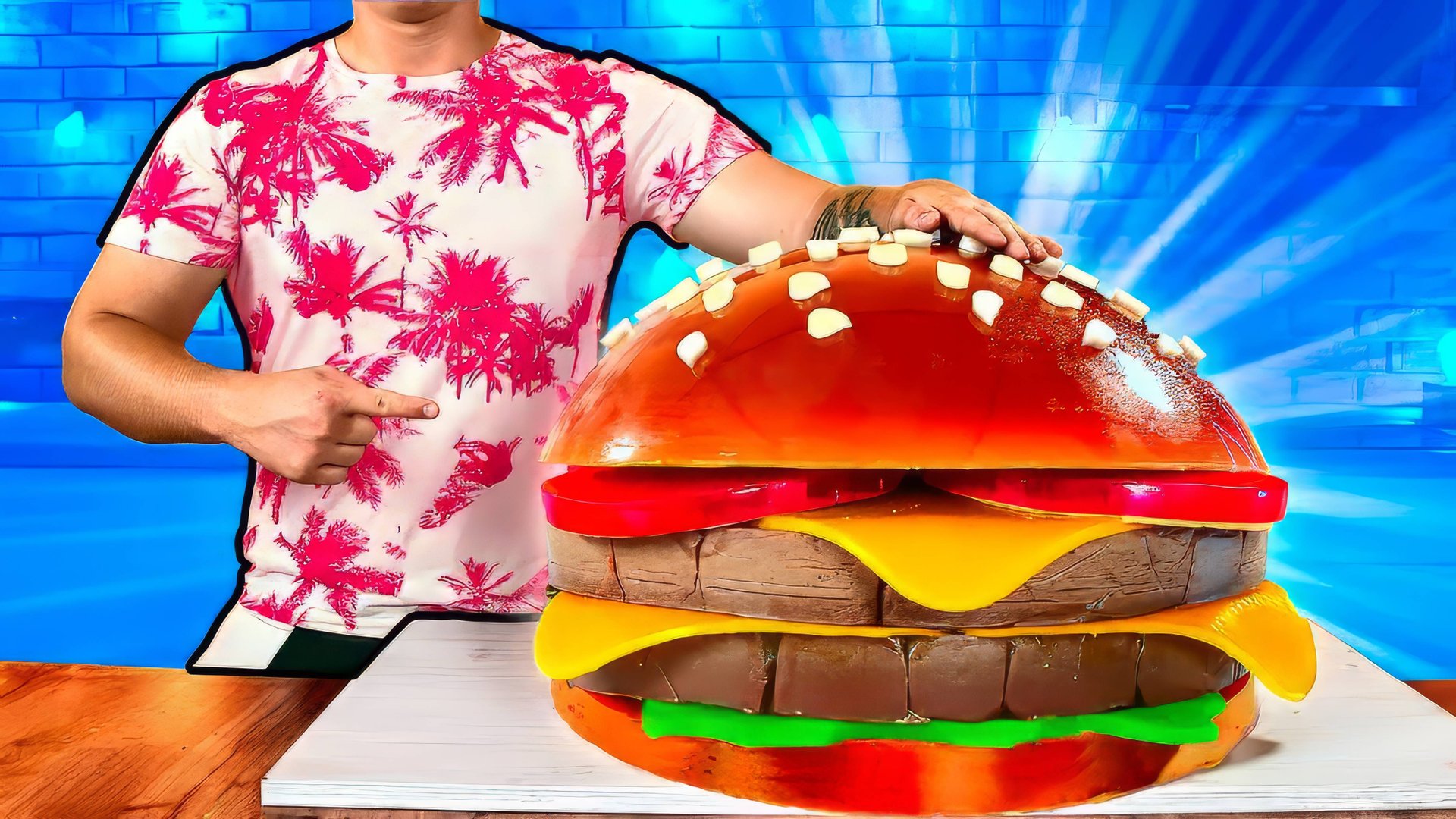 Я СДЕЛАЛ ГИГАНТСКИЙ ЖЕЛЕЙНЫЙ БУРГЕР ВЕСОМ 100 КИЛОГРАММ. ВАНЗАЙ vanzai в 4K смотреть онлайн