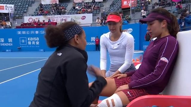 Maria Sharapova's kind words to injured Wang Xinyu смотреть онлайн