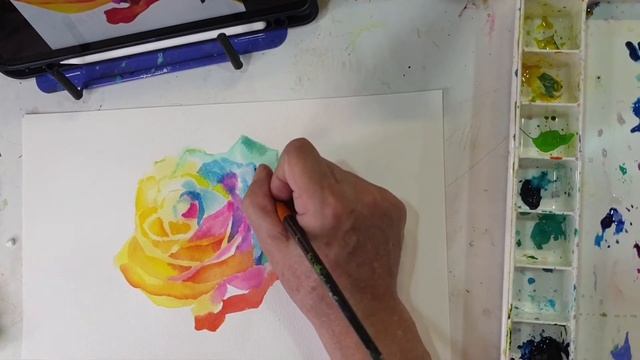 How To Paint A Colorful Rose Time Lapse