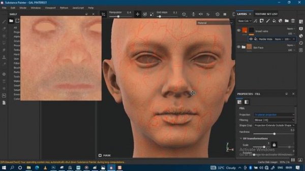 27 TEXTURING REALISTIC SKIN (UNDER TONE) IN SUBSTANCE PAINTER REALISTIC 3D FEMALE FACE