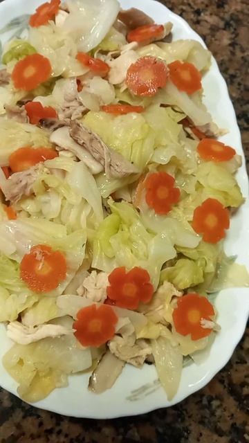 Cabbage, Chicken, Carrots, Mushrooms For Dinner