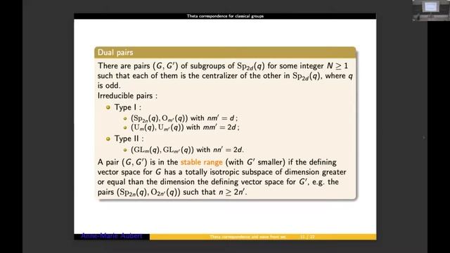 Anne-Marie Aubert - Theta correspondence and wave front set смотреть онлайн