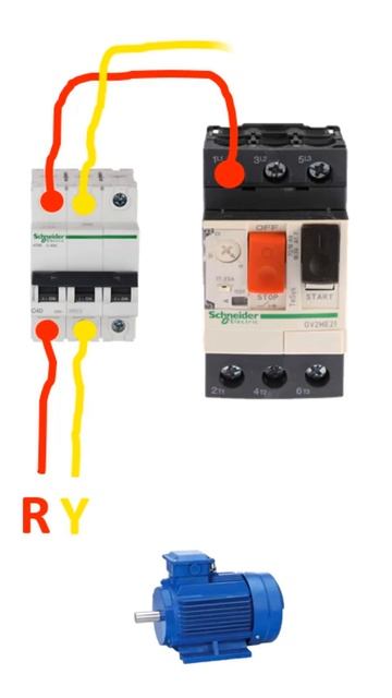 Схема подключения автоматического выключателя защиты двигателя MPCB смотреть онлайн