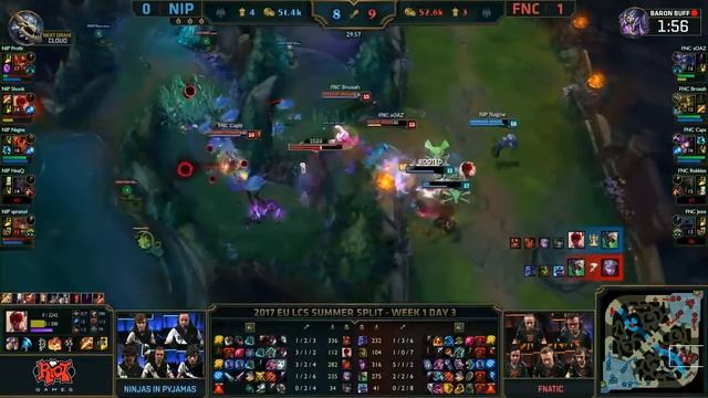 FNC vs NIP Highlights Game 2 EU LCS SUMMER 2017 Fnatic vs Ninjas in Pyjamas W1D3 смотреть онлайн