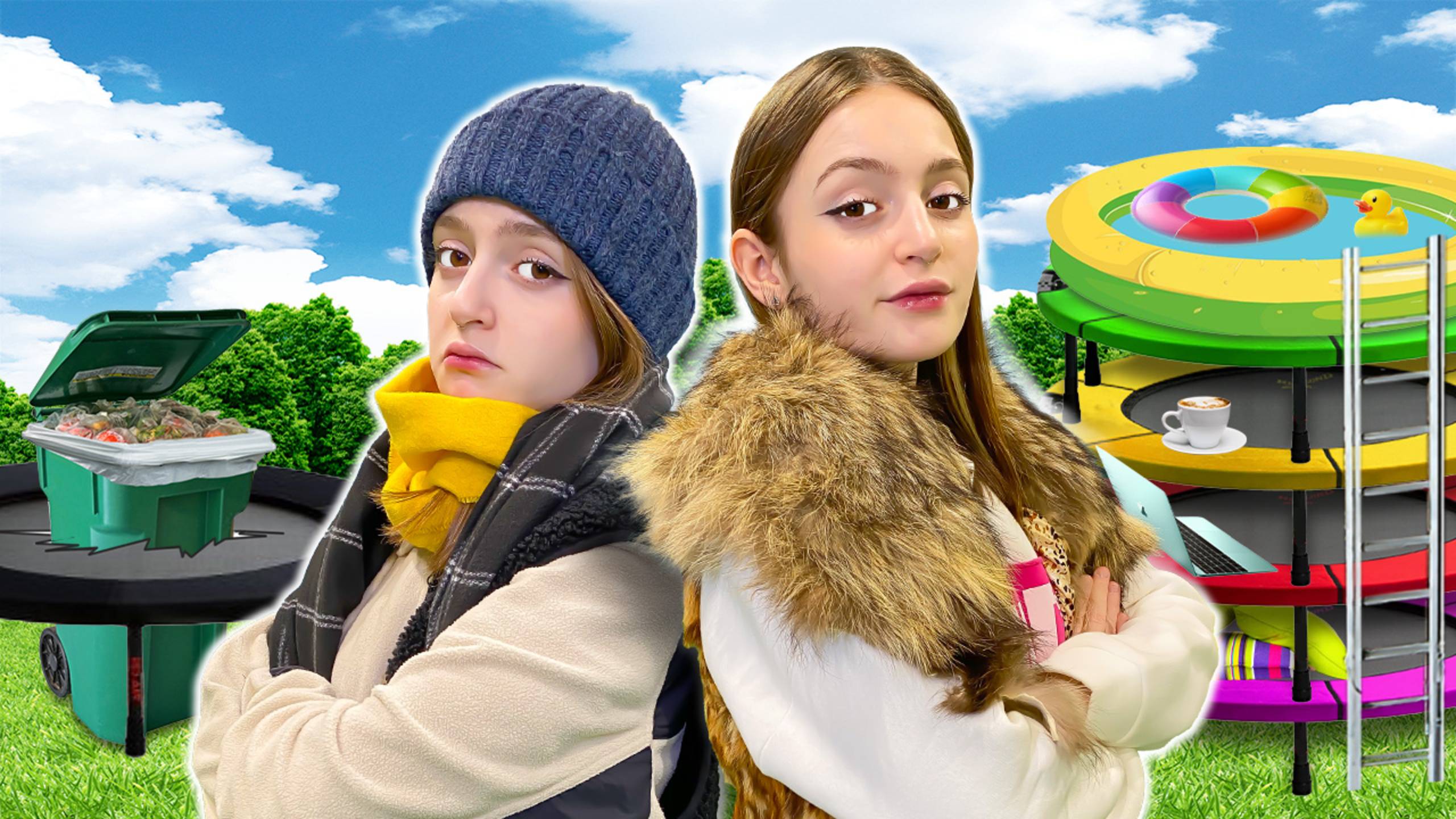 БОГАТЫЙ батут VS БЕДНЫЙ батут !! смотреть онлайн