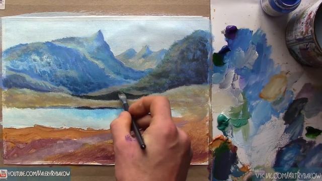 Горный пейзаж из фильма Эспен в поисках Золотого замка РИСУЕМ АКРИЛОМ | Полные УРОКИ РИСОВАНИЯ смотреть онлайн