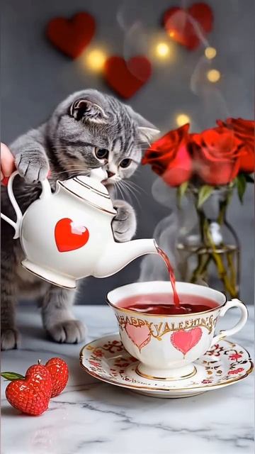 очаровательный котёнок приглашает на чай.mp4