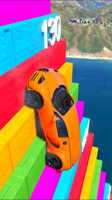 КАК ВЫСОКО ПО ЭКСТРЕМАЛЬНЫМ СТУПЕНЬКАМ БЕЗ ТОРМОЗОВ ПОДНИМЕТСЯ ЧИТ ТАЧКА В ГТА 5? #shorts