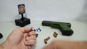 Детский пистолет Glock 19 с вылетающими гильзами, стреляет мягкими пулями