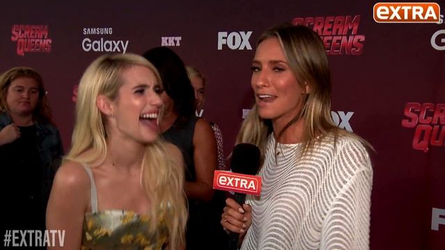 'Extra' With Lea Michele, Emma Roberts And Nick Jonas At 'Scream Queens' Premiere