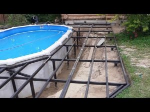 Заглубленный каркасный бассейн. Заглубление бассейна в землю. Вкопать бассейн - углубить, зарыть