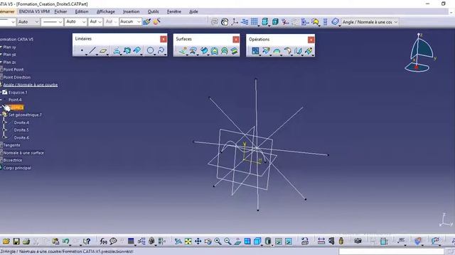 Generative Shape Design - Eléments filaires : Comment créer une droite sur CATIA V5 ? смотреть онлайн