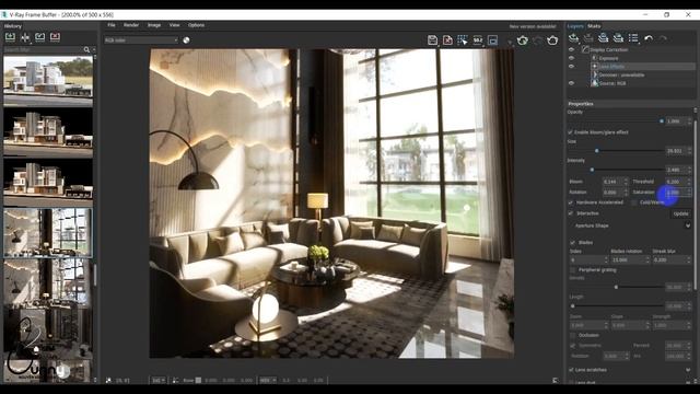 Hiệu ứng Bloom And Glare Vray 5 3dsmax | Hiệu ứng Lens Effects Vray 5 3dsmax | Bunnyht