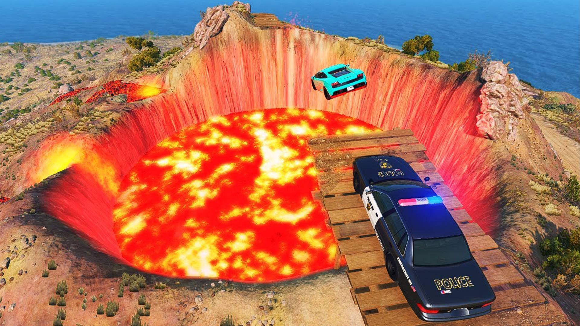 Автомобили против вулкана 😱|BeamNG.Drive|Бемиджи Драйв смотреть онлайн