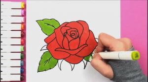 Как нарисовать РОЗУ шаг за шагом Легкие рисунки для детей Яркие цвета