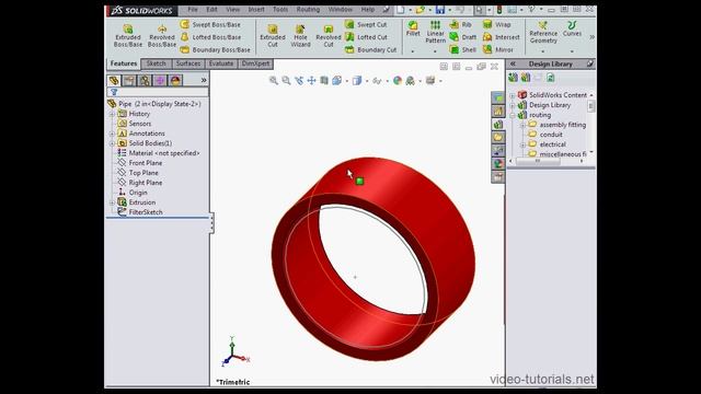 How to create a custom pipe #5 SOLIDWORKS Tutorials (Routing) смотреть онлайн