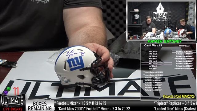 Eli Manning Lunar Mini Helmet - 11/11/2022 7 P.M. Live Breaks смотреть онлайн