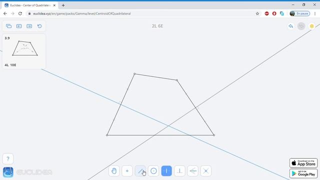 3.9 Euclidea - Center of Quadrilateral - Soluce 4L 10E смотреть онлайн