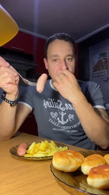 Картошка с пирожками #mukbang #еда #мукбанг #food #ужин